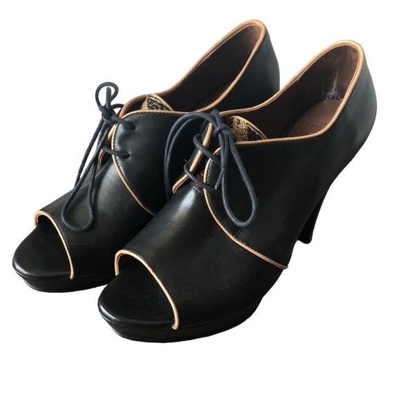 Fortress of Inca Open Toe Heels Black Size 9.5-10 - Picture 1 of 10